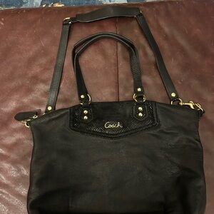 Coach Ashley Large Satchel- Black with Gold Hardware